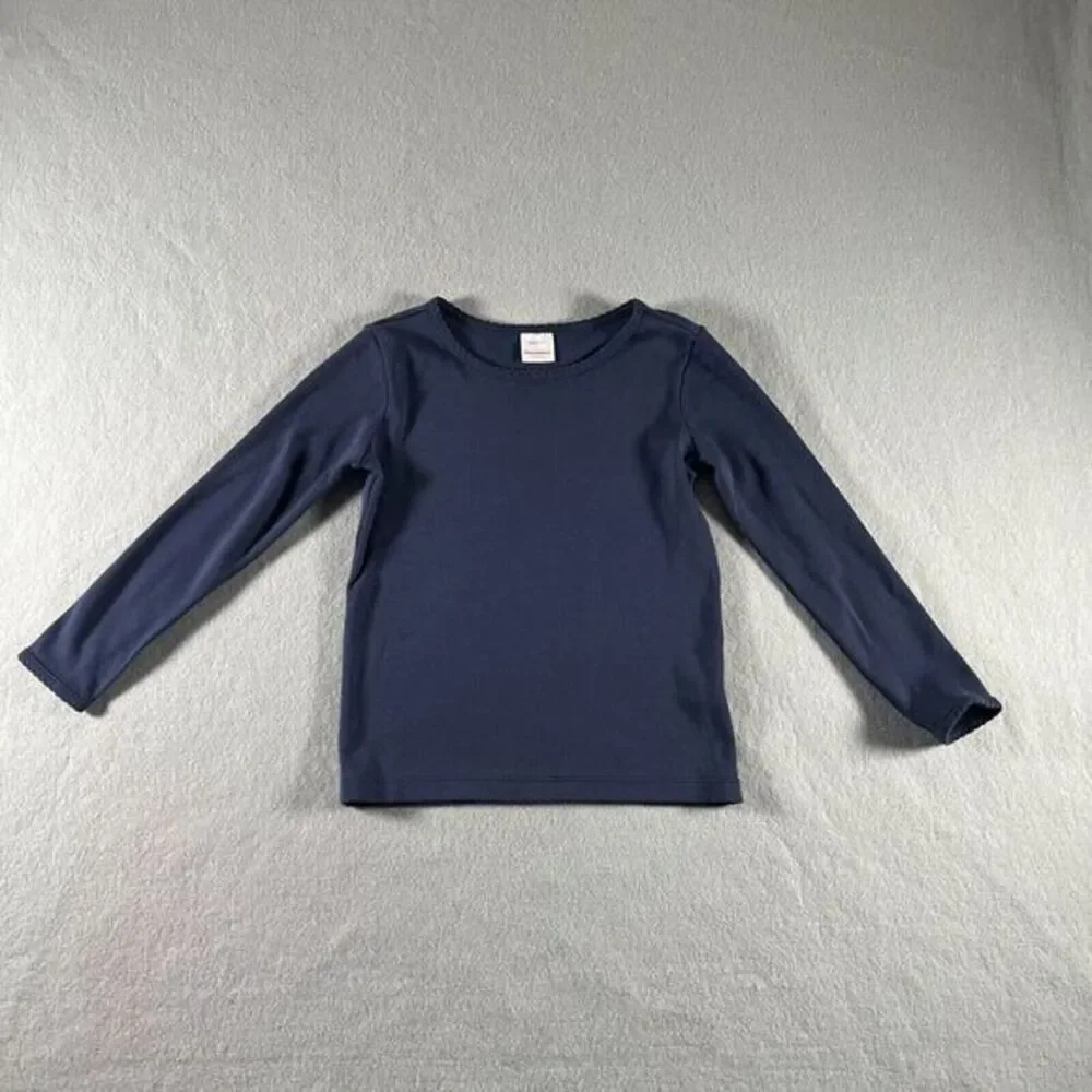 Hanna Andersson T-Shirt Girls‎ Size 110 US 5 Navy Cotton Long Sleeve Basic Top